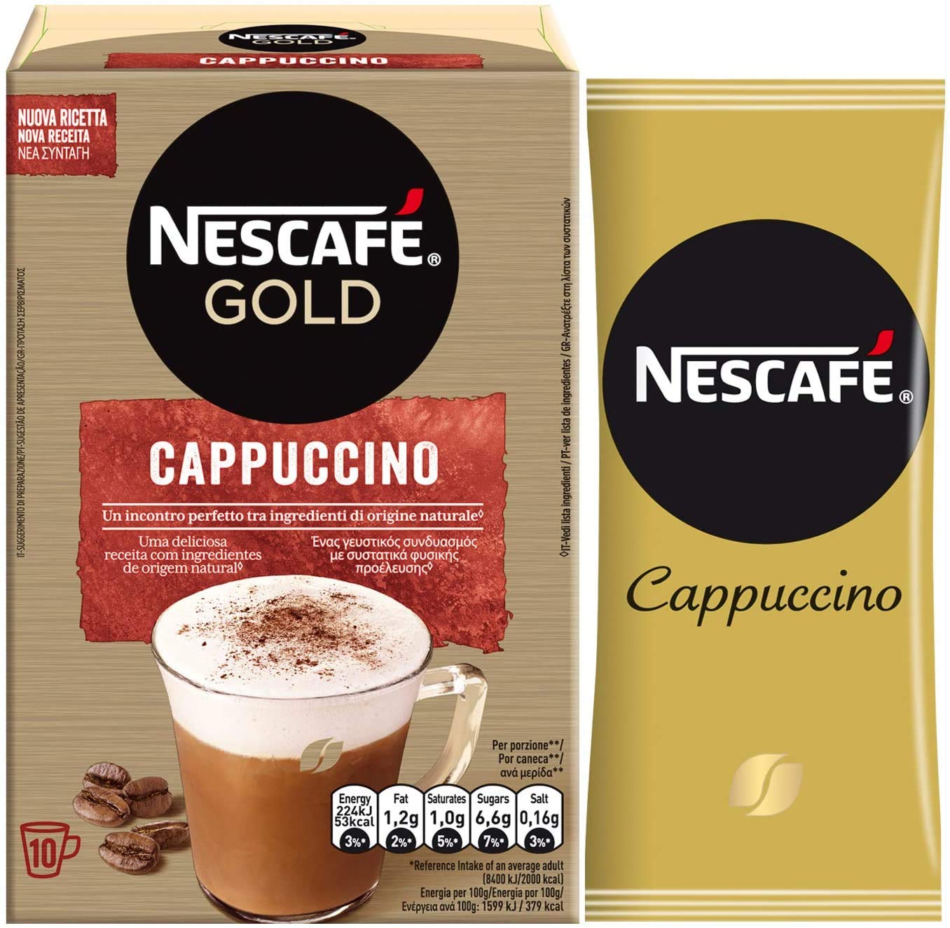 PZ 6 x 10 BUSTINE DA GR 14 PREPARATO IN POLVERE PER CAPPUCCINO NESCAFE CAFFE CON LATTE