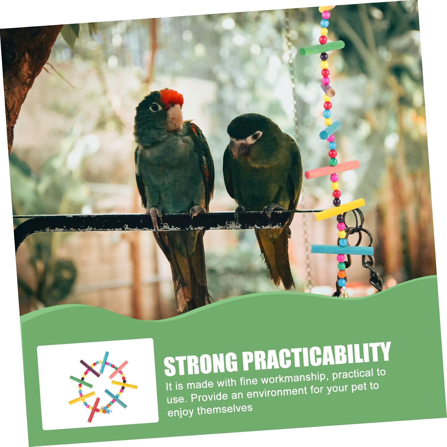 LIOOBO Parrot Climbing Ladder Stand Cockatiel Cage Accessories Parakeet Parrot Ladder Perches Bird Ladder for Cage Bird Ladder Bridge Bird Cage Climbing Accessories Iron Colorful