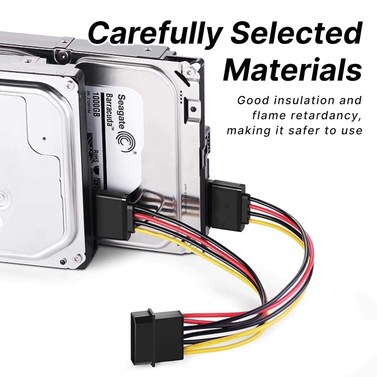 Umfassendes Daten- und Stromkabel Kit für SATA III – mit geraden & 90° Kabeln, Power-Splitter und Molex-Adapter, ideal für SSD/HDD, schwarz