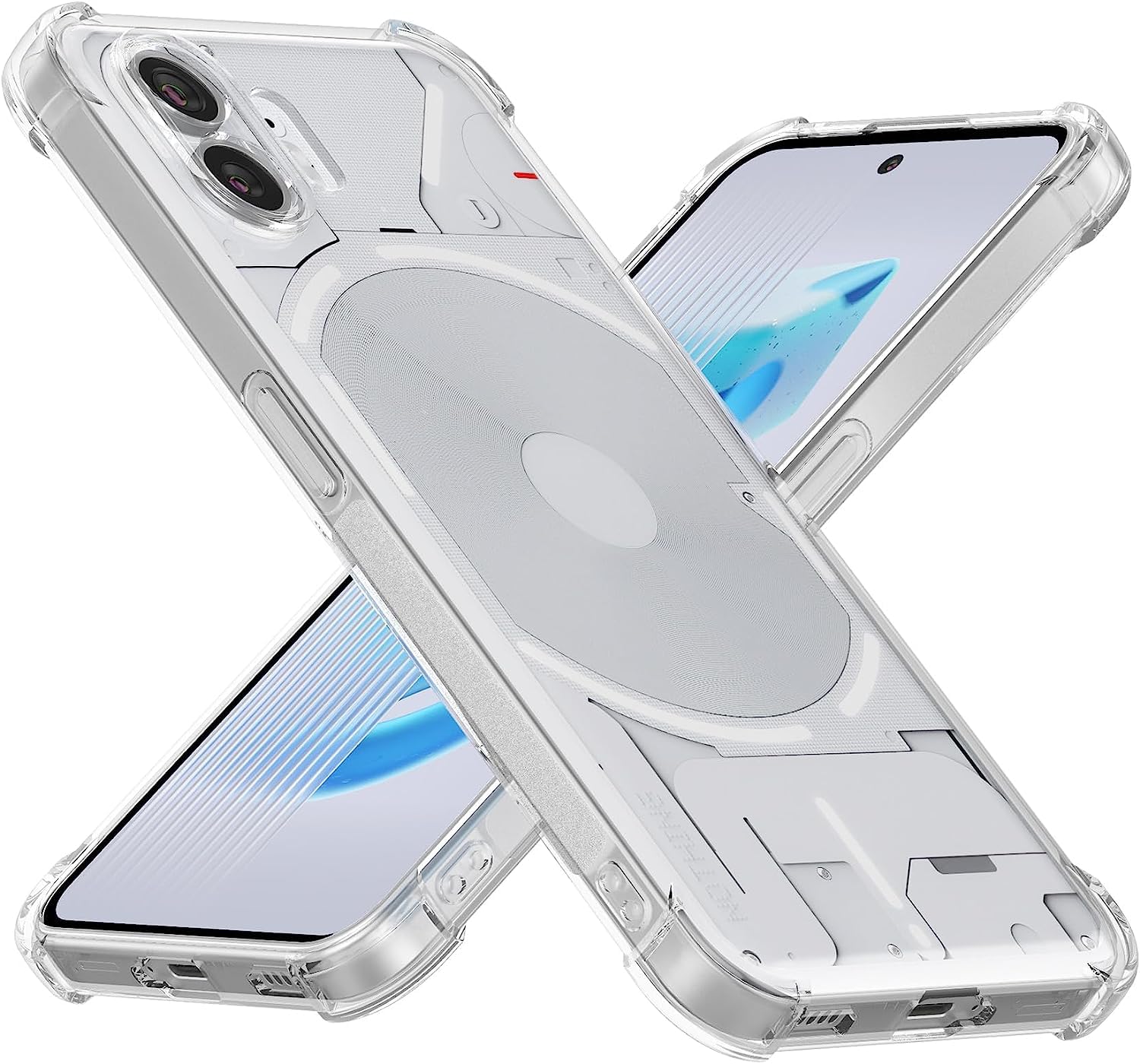 Muzz Case for Nothing Phone (2) Clear Cover with Reinforced Corner Bumper Slim Fit Shockproof Flexible TPU Case for Nothing Phone 2 - Transparent