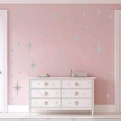 Miniatura 6 de Calcomanías de pared retro con diseño de estrella en explosión de estrellas, calcomanías de pared de estrellas atómicas, decoración moderna para