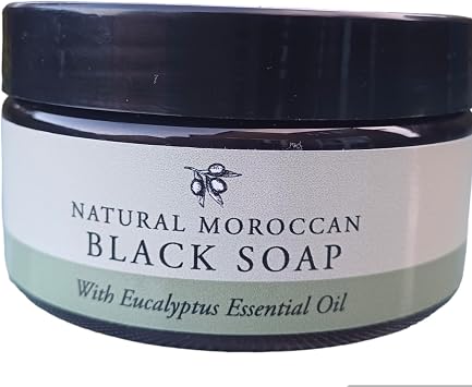 Moroccan Exfoliating Black Soap Infused With Eucalyptus Oil - Made For Face And Body - Dead Skin Remover Or For Various Bath Scrubs & Body Treatments