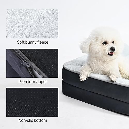 Miniatura 3 de Tienda Basics Cama lavable en forma de L para perros medianos, sofá cama antideslizante para mascotas para perros de interior, cama jaula, 36 x 27 x