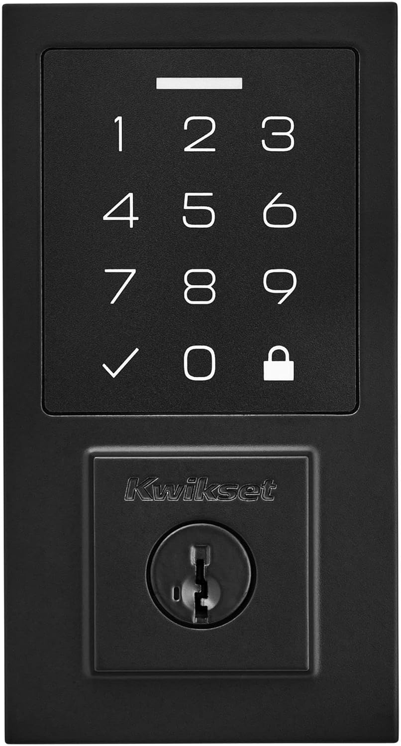 Kwikset 9270CNT-514S Contemporary SmartCode Touchpad Electronic Deadbolt SmartKey Matte Black Finish