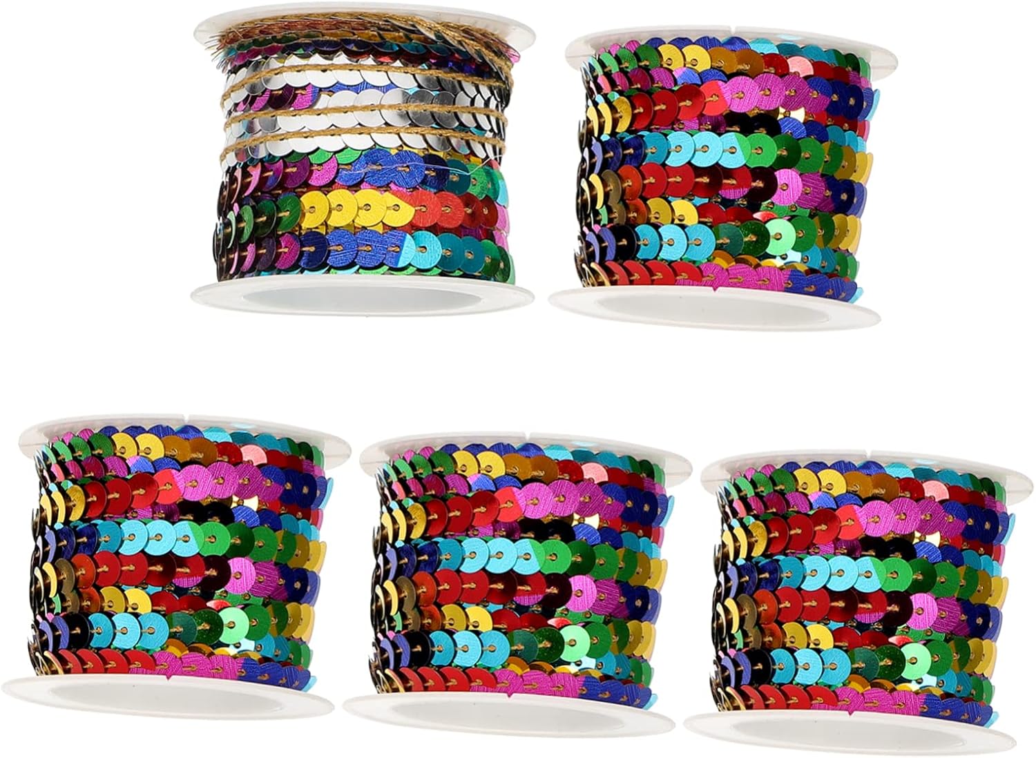 5 Rolls DIY Sequin String for Dress Headband and Craft Embellishment Each for Birthday Wedding and Party Decorations