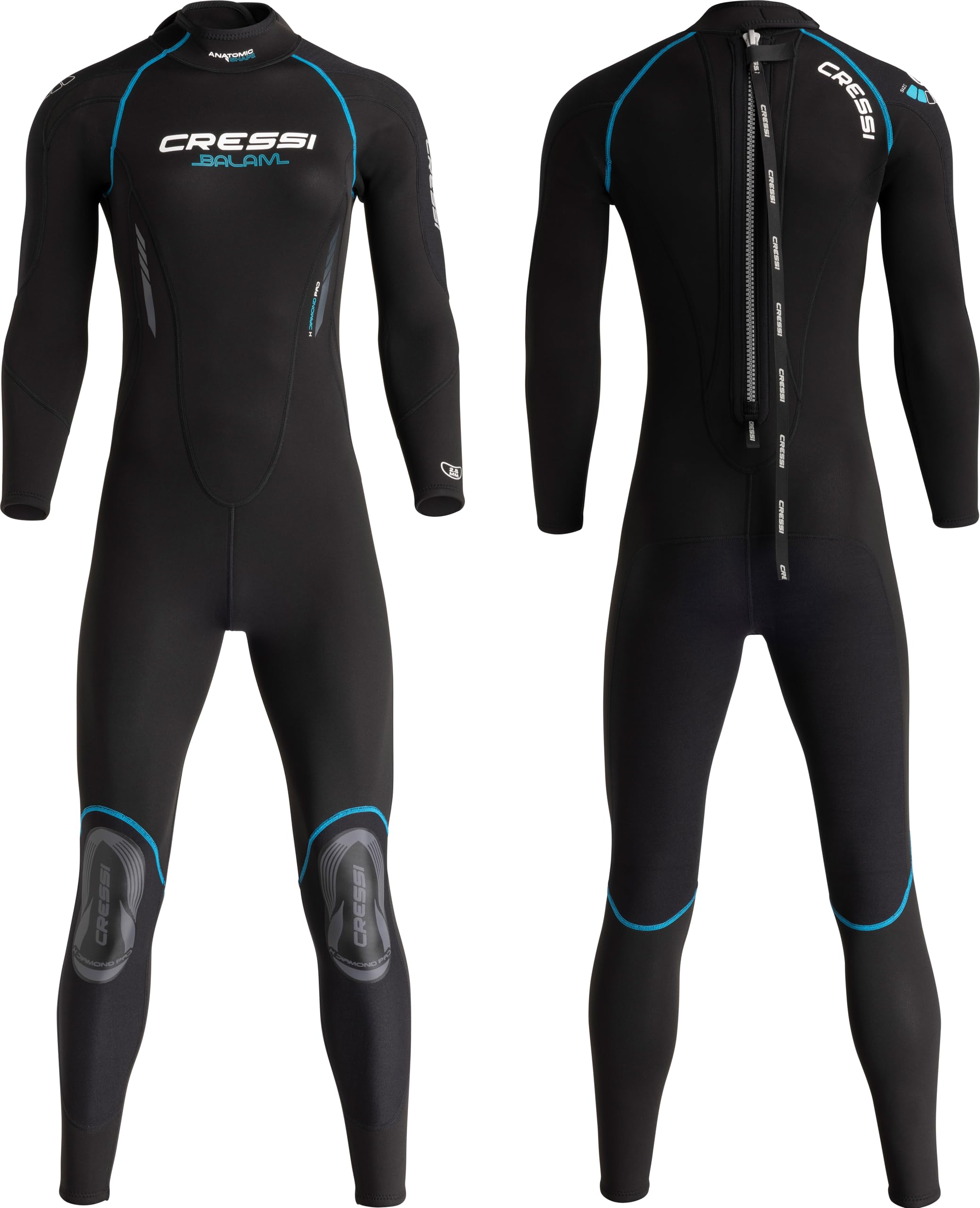 CRESSI Balam Monopiece Wetsuit 2,5mm - Muta Monopezzo in Neoprene Bifoderato 2.5 mm High Stretch, Ideale per Immersioni e Snorkeling in Acque Temperate