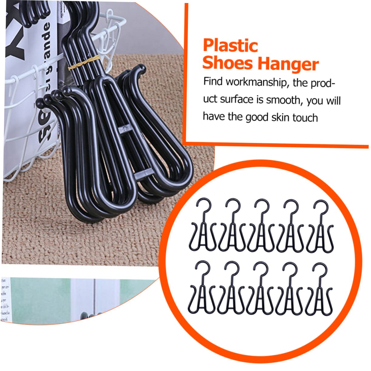 Homoyoyo 10Pcs Plastic Slipper Hooks Shoe Hanging Organizers for and Drying Fit for Footwear Space Saving for