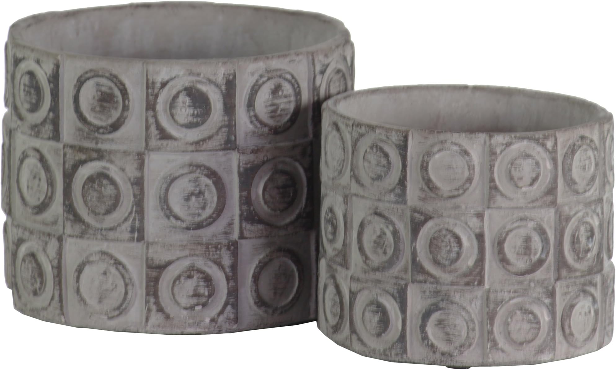 Urban Trends Cement Round Circle and Square Design Body Set of Two Moss on Concrete Finish Gray Pot, 2 Piece