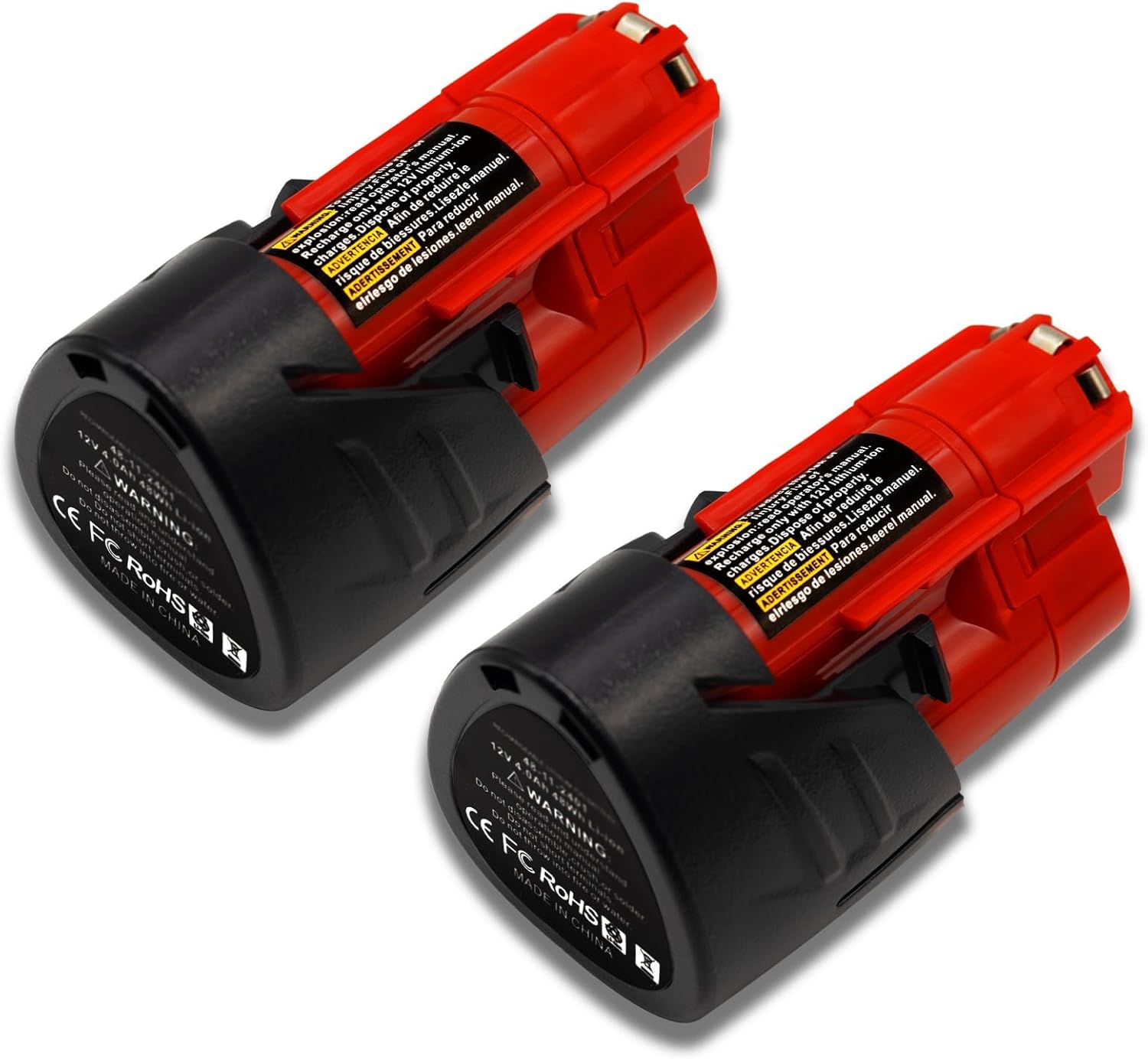 2-Pack 4.0Ah 12V Lithium-Ion Replacement Battery Compatible with Milwaukee M12 Cordless Tools - Fits Models 48-11-2420 48-11-2440 48-11-2402 48-11-2411 48-11-2412