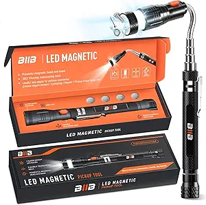 BIIB Gifts for Men, Extendable Magnetic Pickup Tools - Telescoping Magnet with LED Flashlight, Anniversary Birthday Gifts for Men, Mens Gifts for Dad Him Husband Boyfriend, Cool Gadgets Tools for Mens