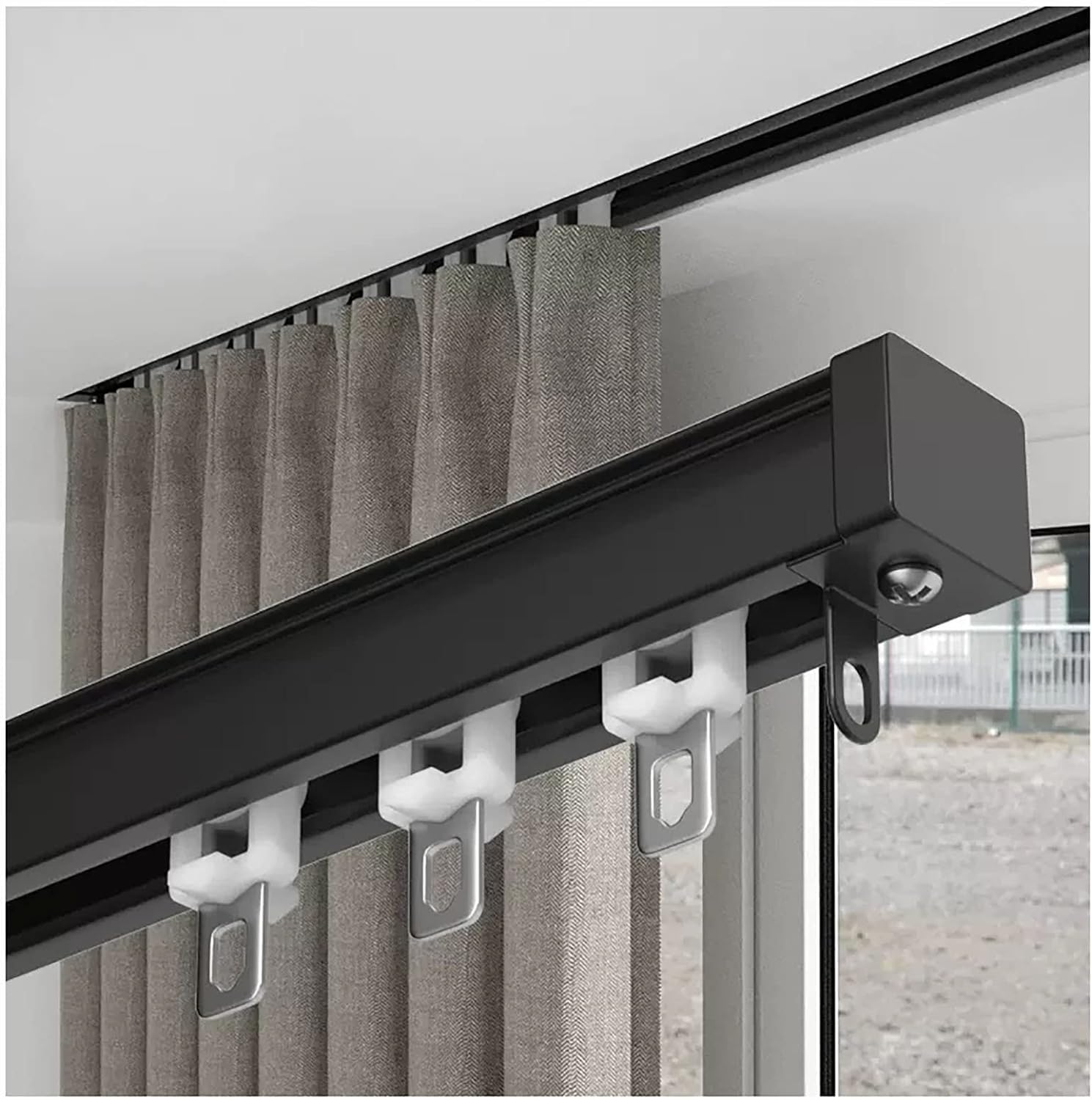 Binari for Tende in Alluminio da Incasso for Doccia da Ufficio, binari e raccordi Invisibili incorporati di Lunghezza da 4 a 40 Piedi Raccordi(Black,22ft/670cm)