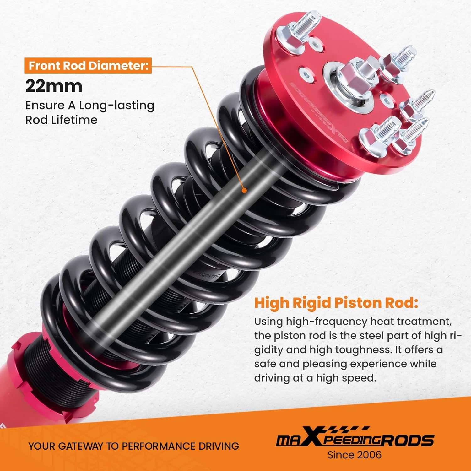 maXpeedingrods Coilovers for Honda Accord Sedan CL7/CL7 2003-2008, for Acura TSX 2004-2008, Height Adjustable Coil-over Suspension Kit, Preset Damping Shock Absorber Struts, Lowering Kit Red