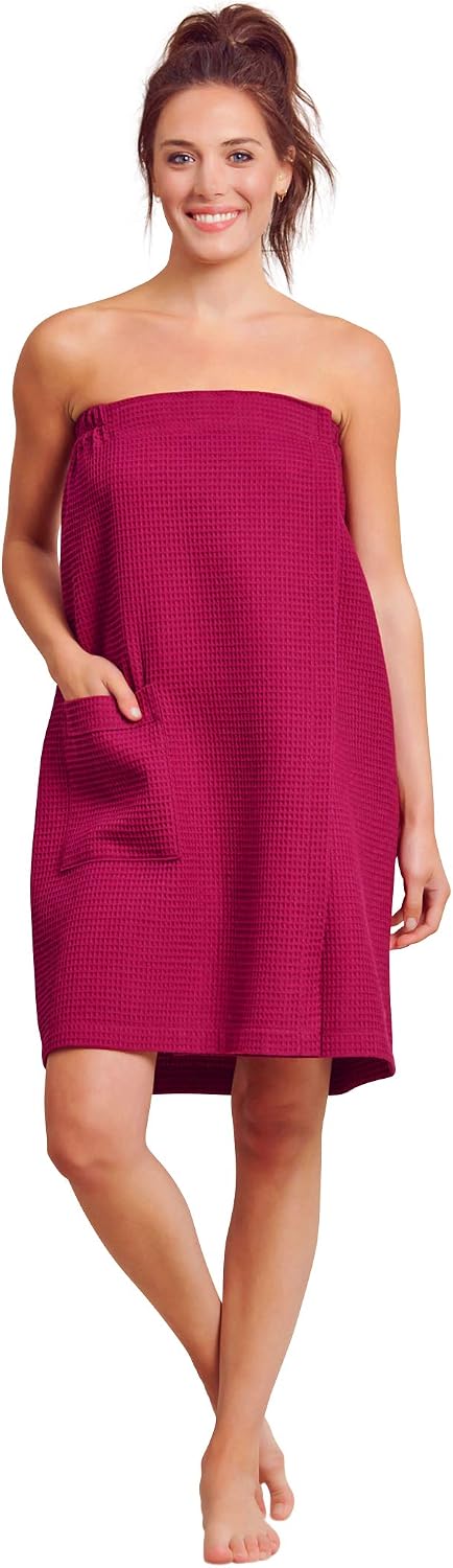 Women's Bath Wrap - Waffle Weaved Spa Wrap for Women - Comfortable & Adjustable - Absorbent & Quick Dry - Lightweight & Soft image 4