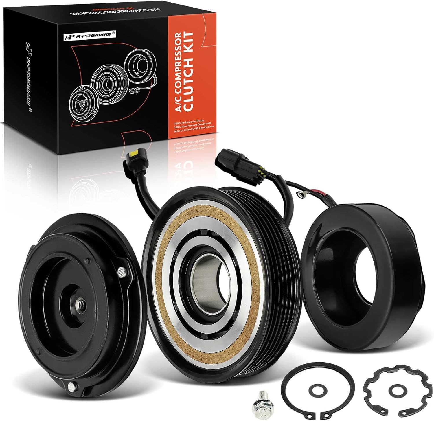 A-Premium Air Conditioner AC Compressor Clutch Kit Compatible with Kia Sportage 2011-2016 & Hyundai Tucson 2010-2013, Tucson 2014-2015 2.4L