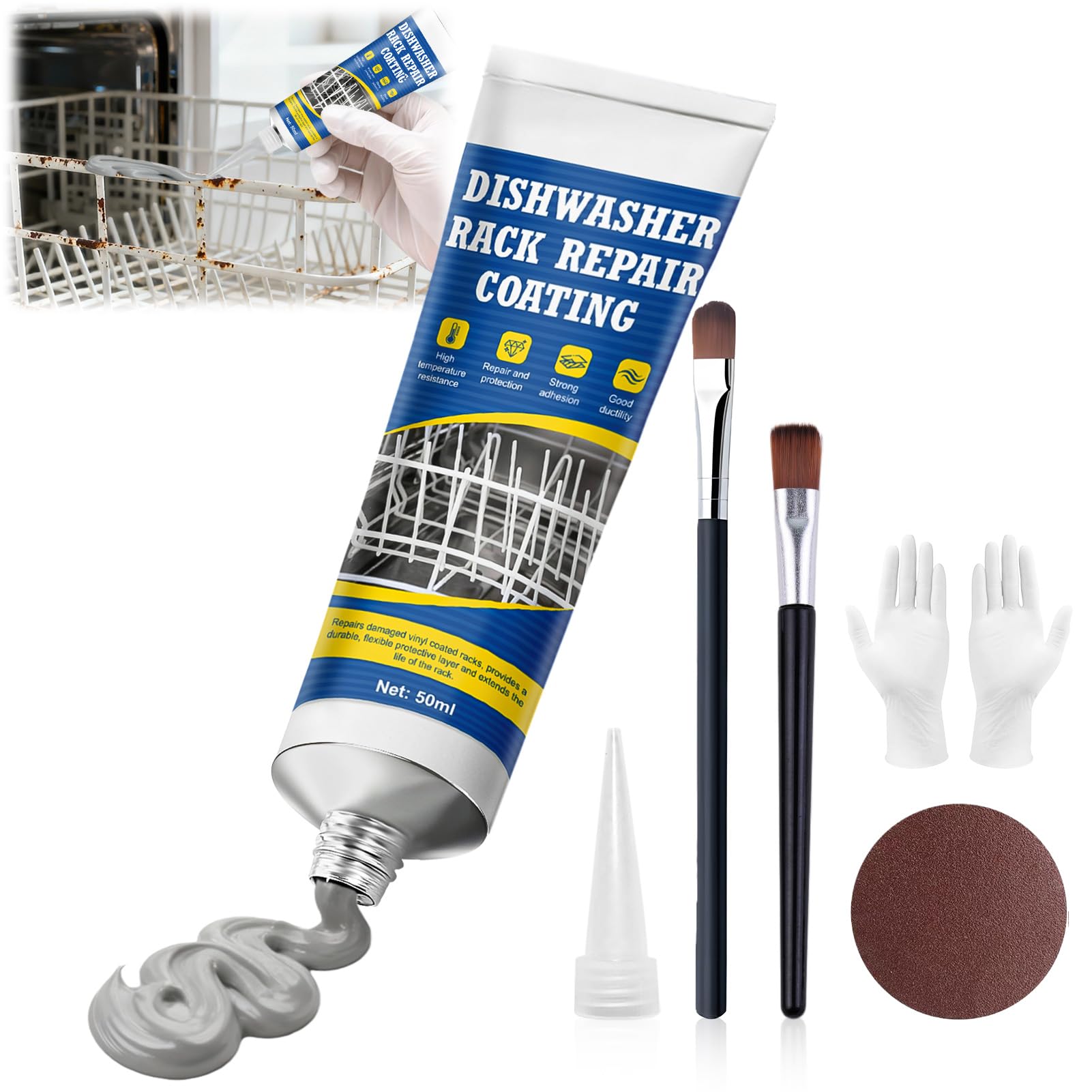 JAOJAO Dishwasher Rack Repair Coating, Dishwasher Rack Repair Kit, Grey
