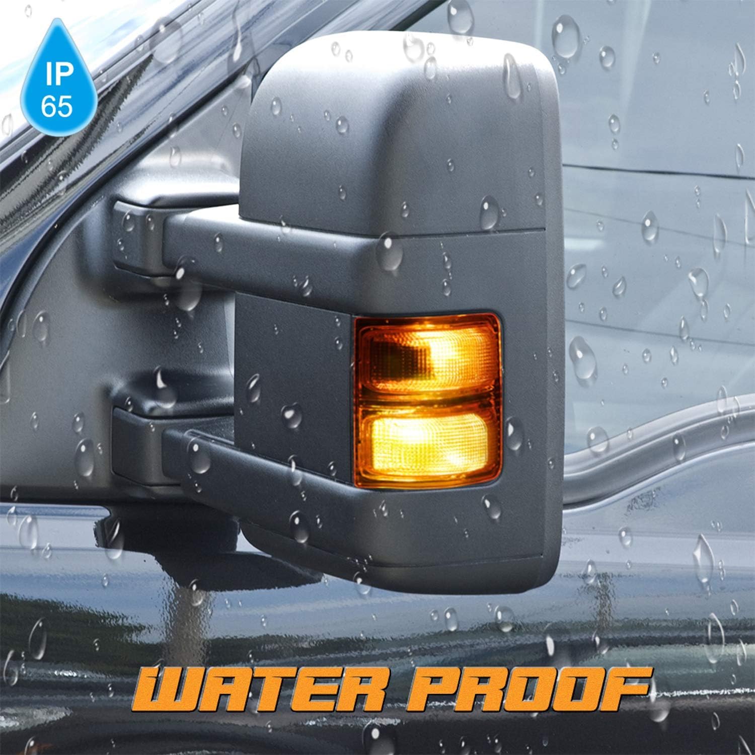 HERCOO Amber Side Mirror Marker Lights Lens w/LED Compatible with 2008-2016 F250 F350 F450 Super Duty Turn Signal Aftermarket Replacement, Qty: 2, Amber & White