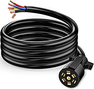 Nilight 8FT Heavy Duty 7 Way RV Round Inline Trailer Plug Extension Cord