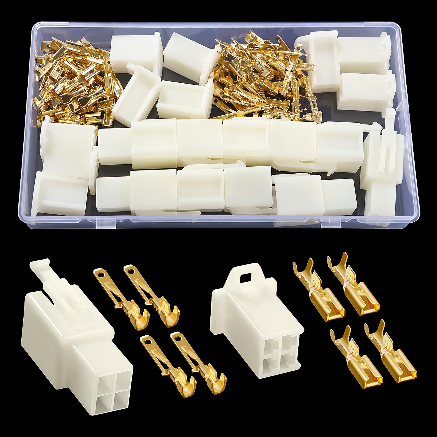 YIXISI 100 PCS 2.8mm 4 Pin Automotive Electrical Wire Connectors Kit