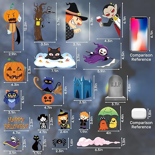 Miniatura 3 de Adhesivos de Halloween para ventana, 9 hojas de decoración de ventana de Halloween, calcomanías de Halloween para ventana, lindo fantasma de