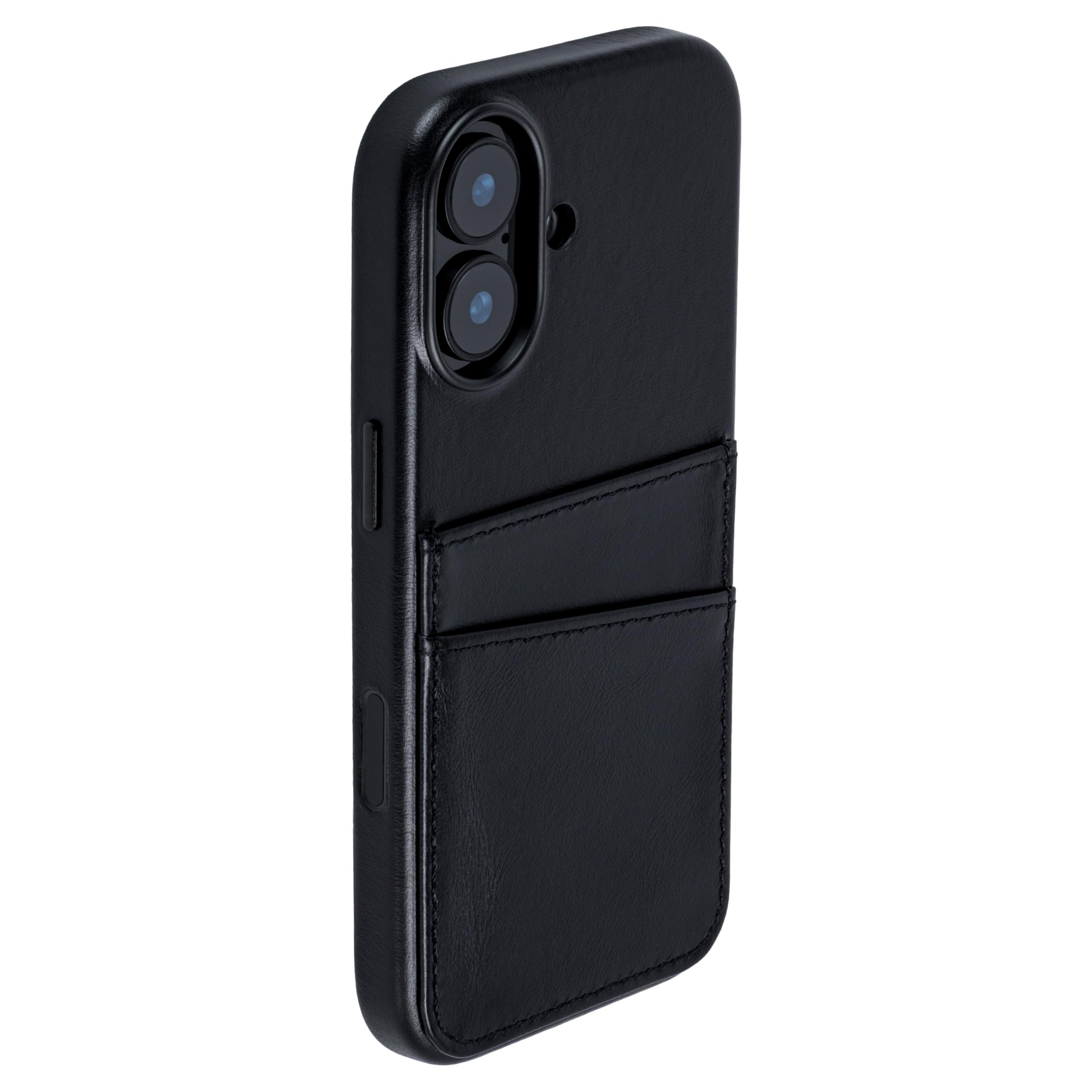 Dockem Étui Carte en Cuir Véritable pour iPhone 17 avec Bouton Contrôle Photo et Portefeuille Cousu avec 2 Poches pour Cartes de Crédit (Noir, M2GL)