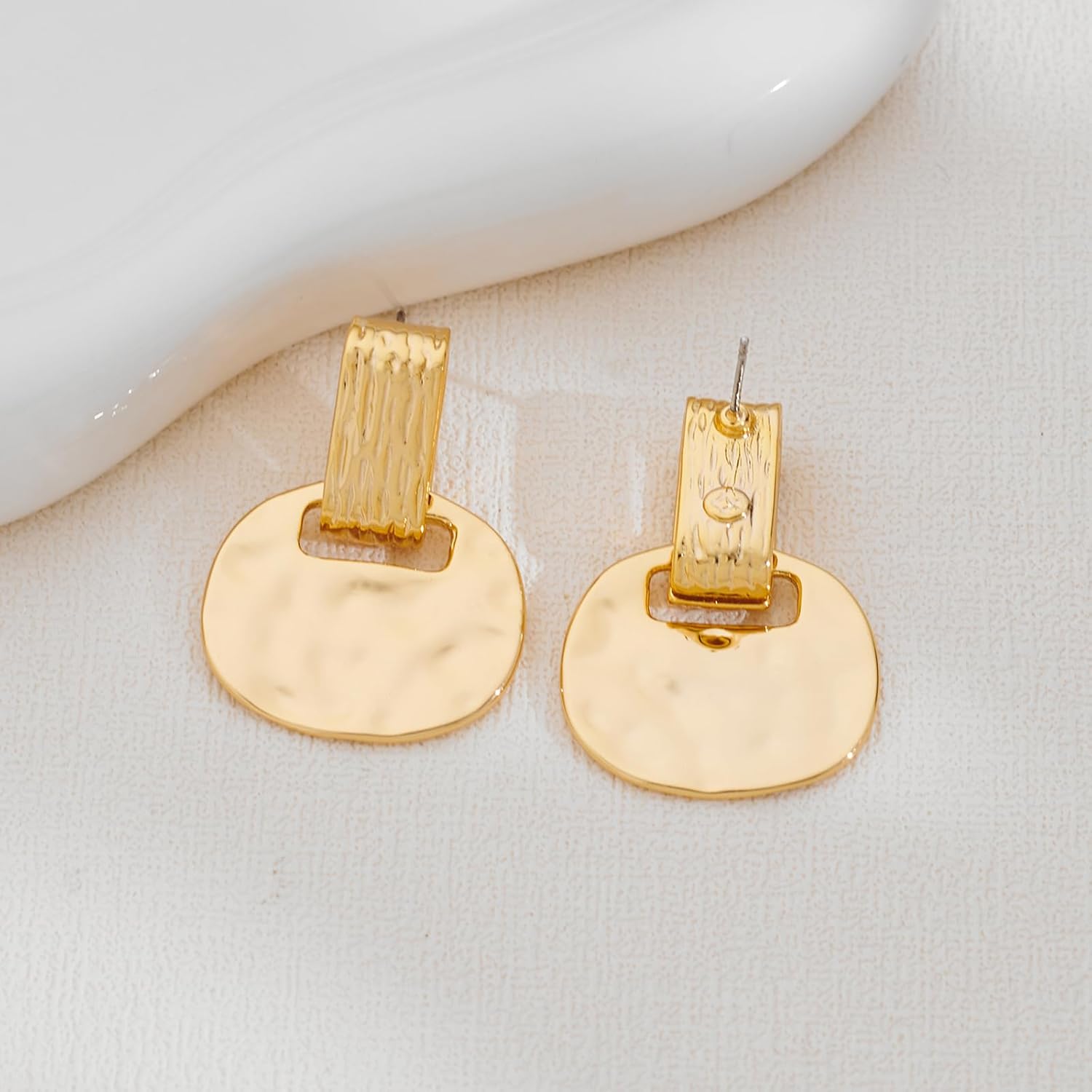 MUYAN Gold and Silver Boho Hammered Dangling Earrings for Women Modern Statement Finish Dangle Drop Earrings Jewelry - Image 7