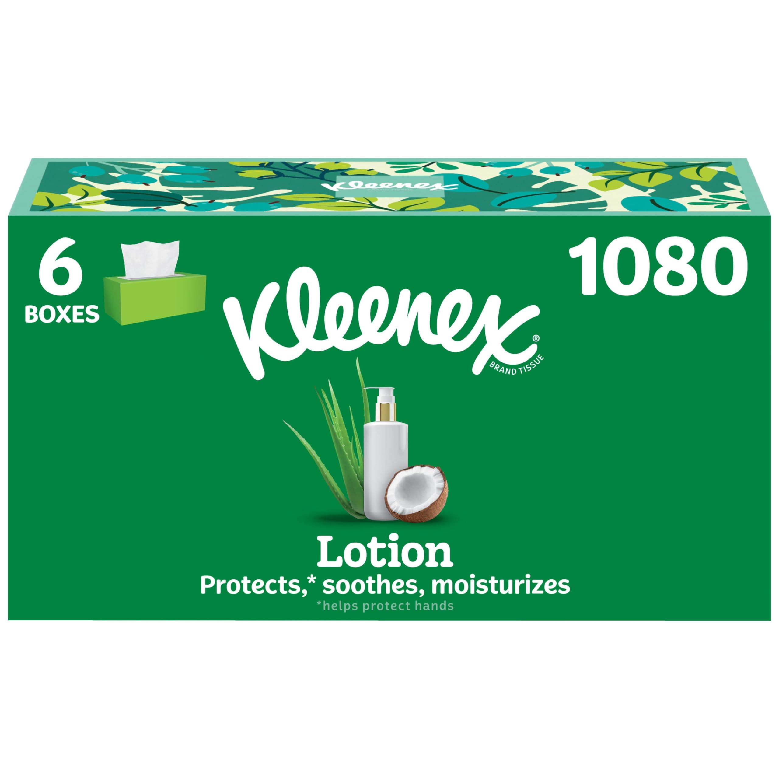 Kleenex Lotion Facial Tissues, 6 Flat Boxes, 180 Tissues per Box