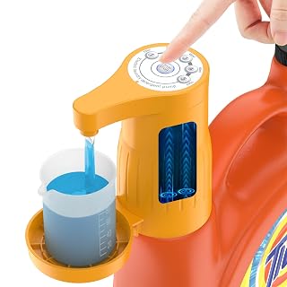 Detergent Dispenser, Auto Laundry Detergent Dispenser with Silicone Washable Laundry Measuring Cup Graduated Cup, No Waste, USB Rechargeable, Ideal for Laundry Room Organization (Yellow) - Amazon product rated Grade A