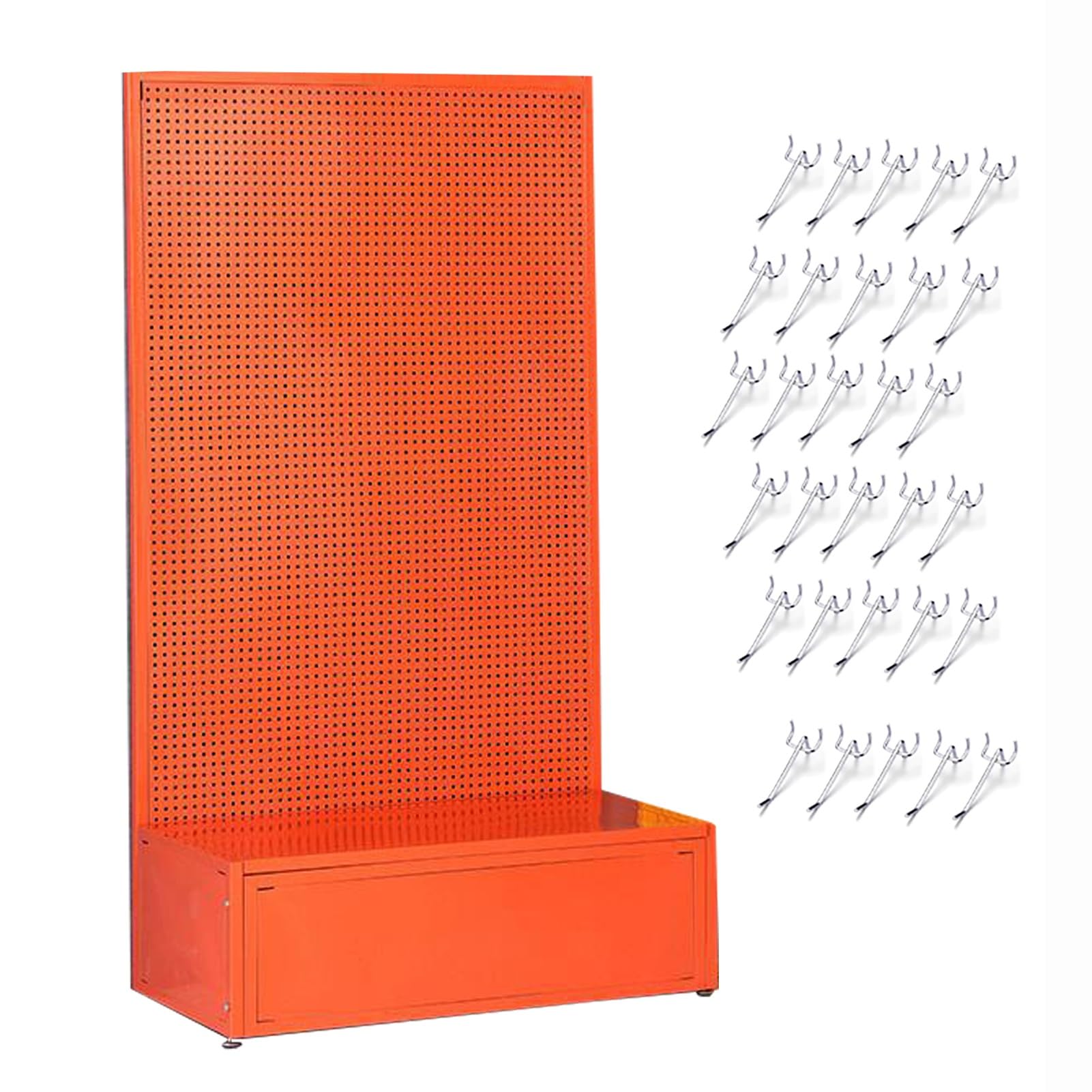 Genérico Organizador de Herramientas de Metal Independiente con Tablero Perforado - Soporte de exhibición Grande de Acero de 50 x 150 cm para Garaje - Tablero Perforado Naranja Duradero con Base para