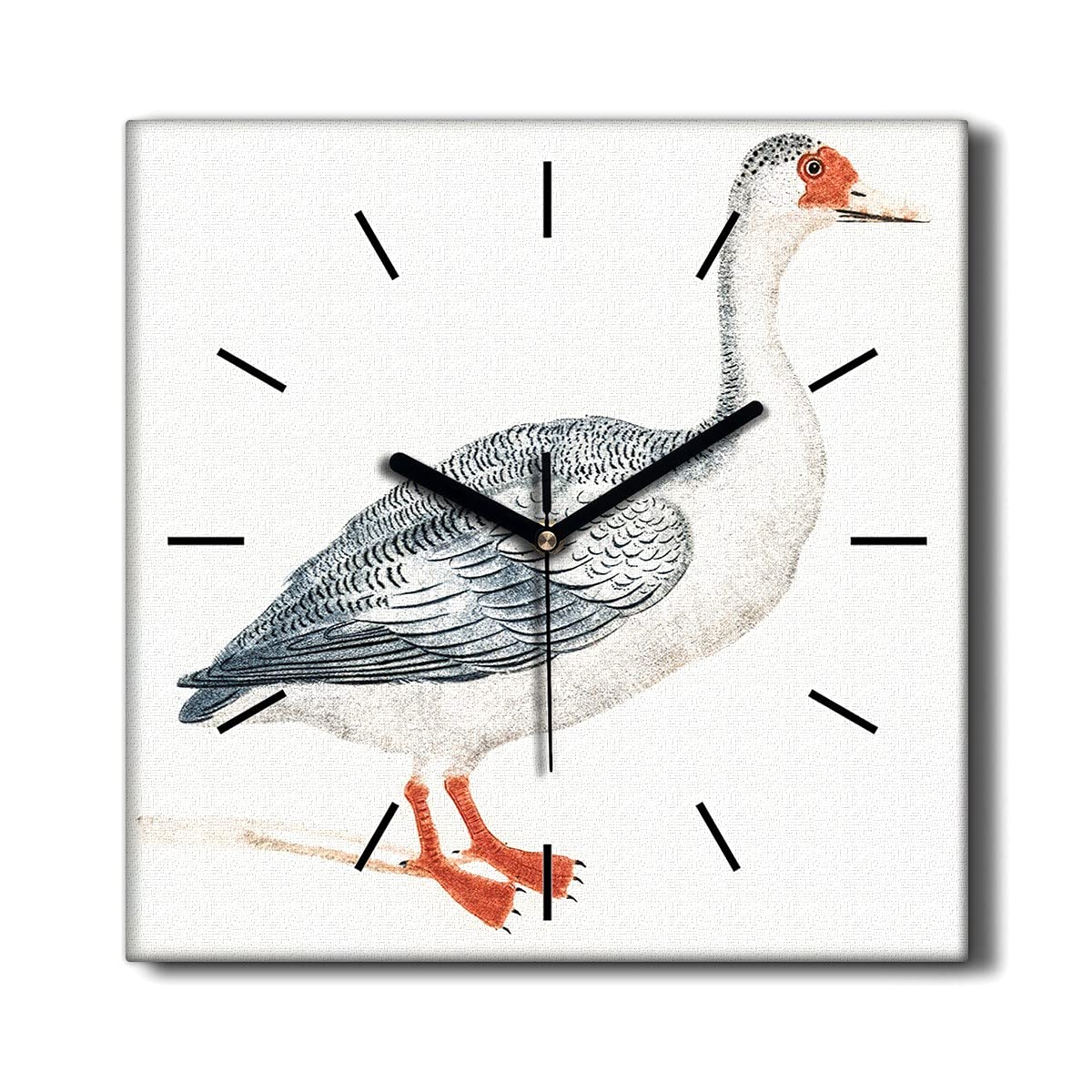 Horloge sur Toile sans tic-tac 30x30cm motif oiseau oie pour décoration murale moderne salon
