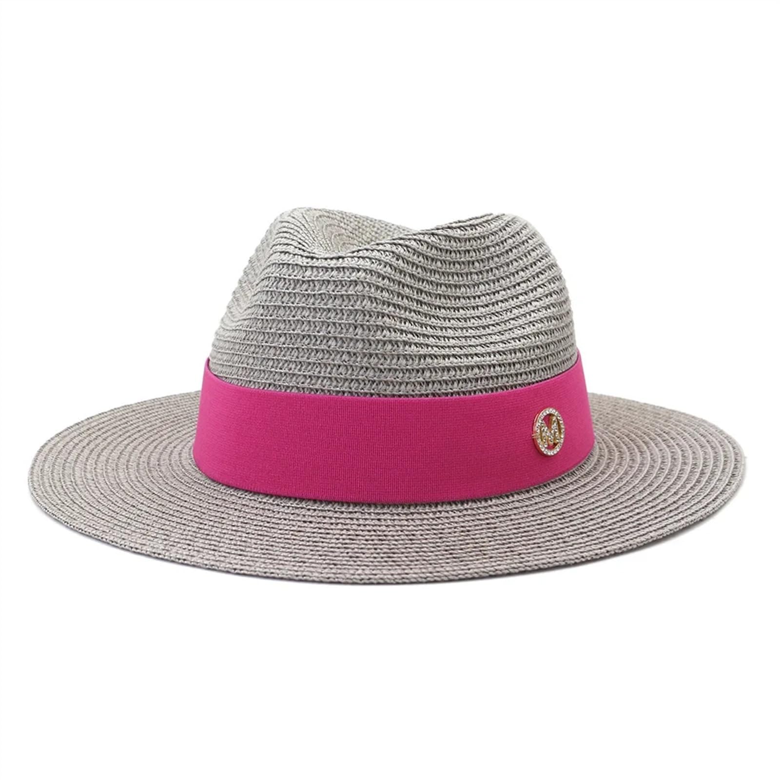 Straw Beach Hat For Women Summer Panama Cap Fashion Letter Ribbon Sun Protection Visor Hats(3)