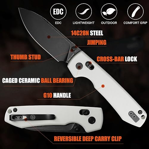 Miniatura 2 de Vosteed EDC - Cuchillo plegable ligero de bolsillo con clip para hombres y mujeres, cuchillo afilado con bloqueo de barra transversal con hoja de