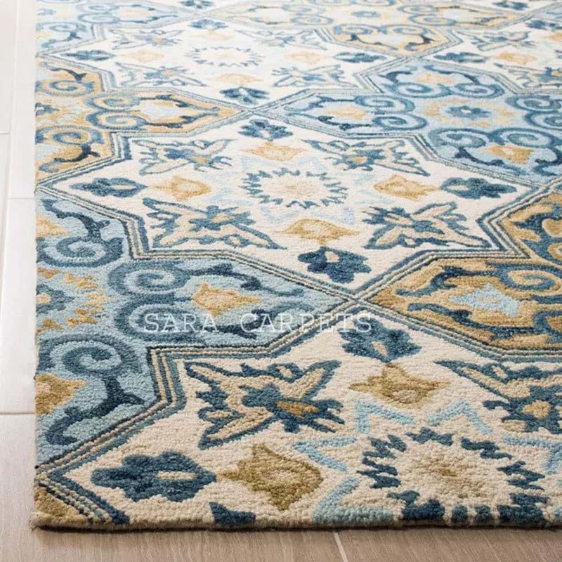 Image of Modern Abstract Hand Tufted Wool Floor Carpet for Home decore Living Room|Home and Bedroom & Hall 12x18 feet (360 x 540cm) Multi H39