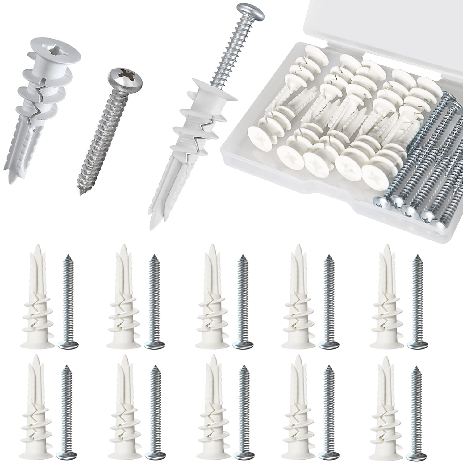 Self Drilling Drywall Anchors with Screws Kit,20PCS Wall Anchors and