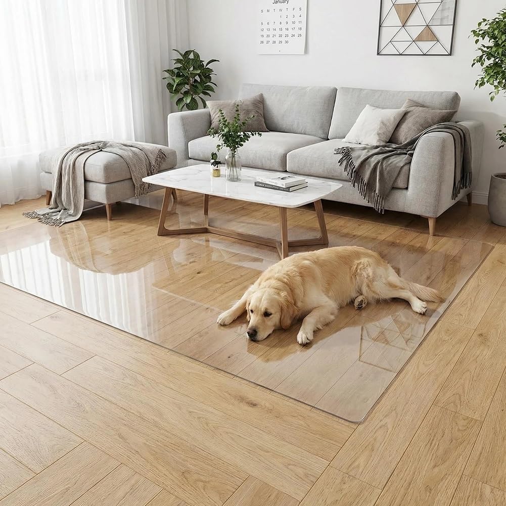 C Vinyl Floor Runner 2 mm di spessore antiscivolo impermeabile trasparente tappeto protezione per corridoio e pavimenti in legno duro tappetino durevole (153 x 397 cm) ideale per casa e ufficio.