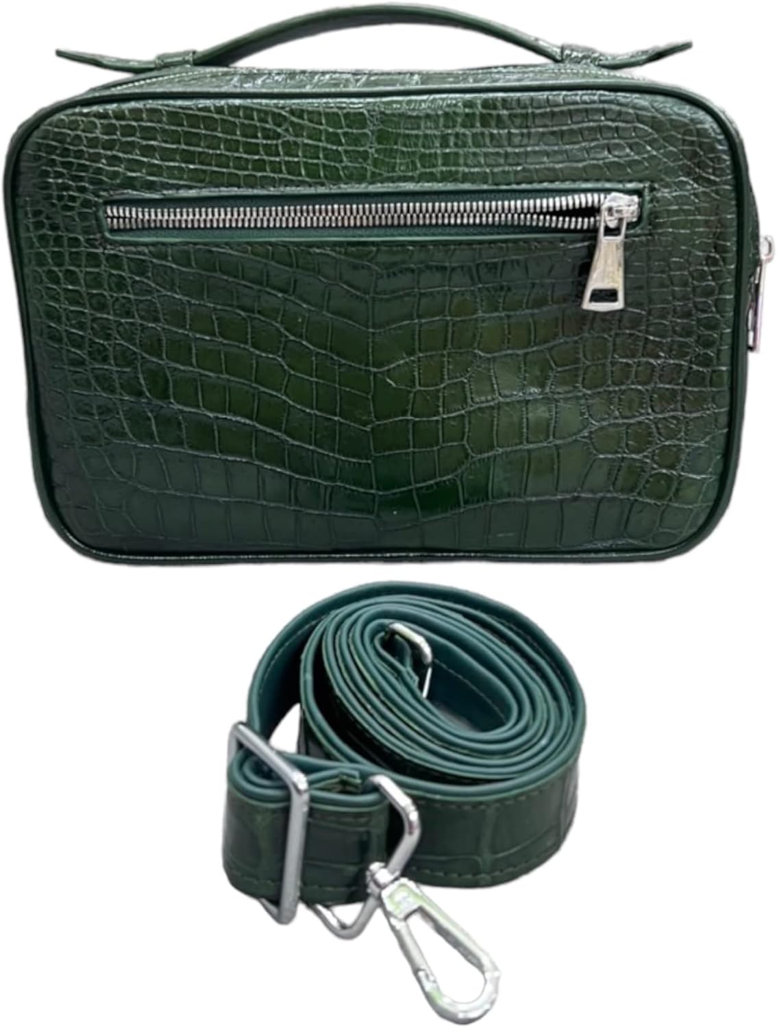 Genuine alligator crocodile leather skin premium luxury Golf Shoe Bag, sport, tennis travel shoes bag Dark Green
