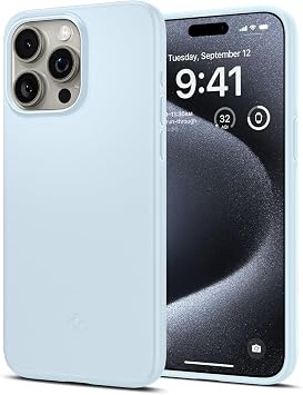 Spigen ACS06693 iPhone 15 Pro Case, Shockproof, Lightweight, US Military Mil-Spec, 2-Layer Construction, Lens Protection, Anti-Fingerprint/Scratch, Matte, Wireless Charging, Thin Fit, Mute Blue