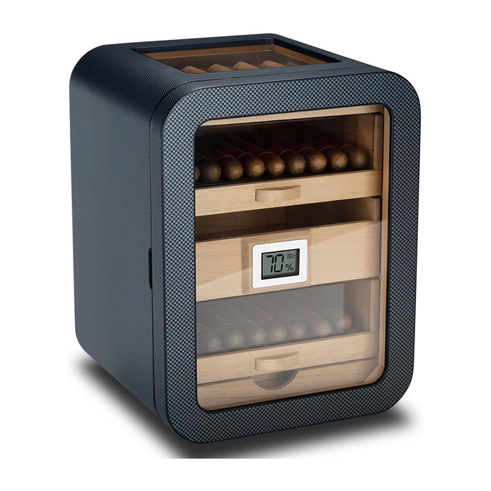 Armadio Humidor per sigari con umidificatore integrato,termometro e igrometro,Capacità 110 sigari,Circolazione dell'aria a 360°,Regalo per gli amanti dei sigari,B