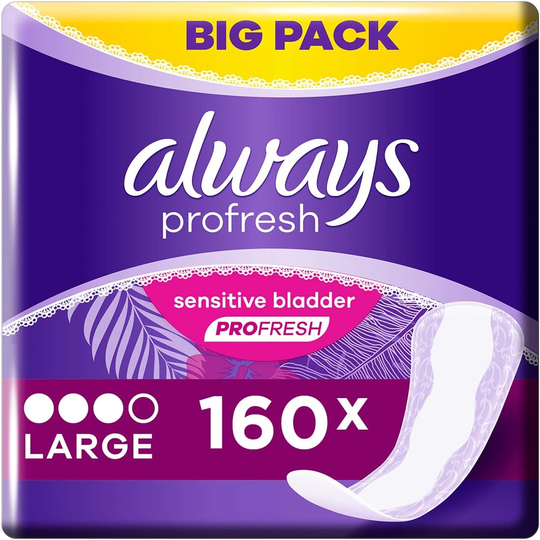 Always Dailies Panty Liners, Profresh, Large, 160 Liners (40 x 4 Packs