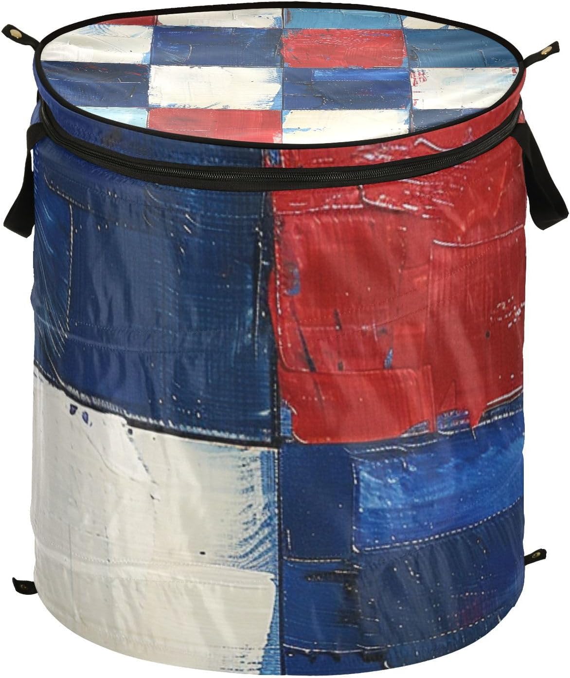 Red White and Blue Squares Independence laundry basket folding and waterproof clothes storage basket with sturdy handle bins accessories shelving for shelf shelves rv organizadores de ropa