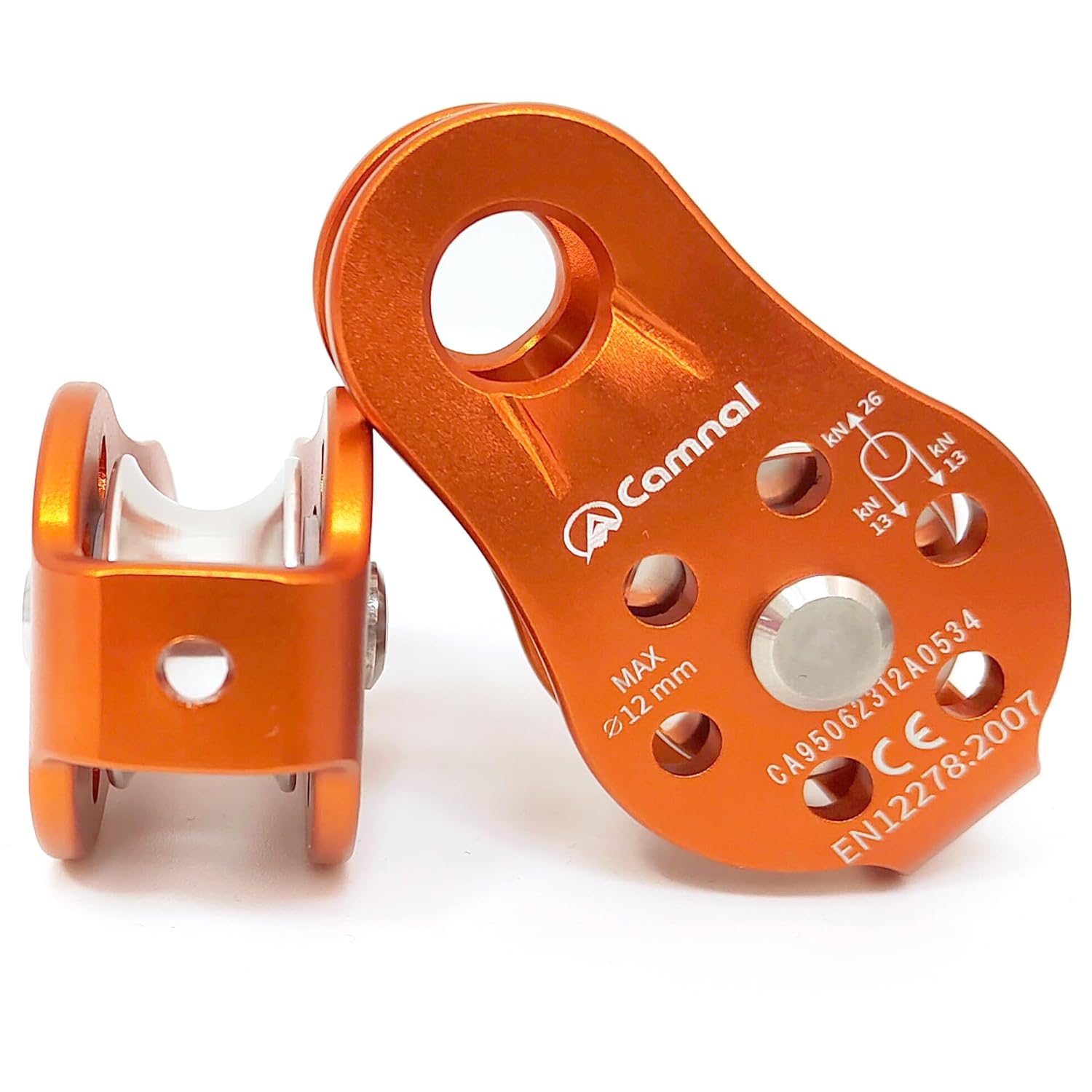 2pcs Fixed Plate 26KN Micro Climbing Pulley, General Purpose Small Single Sheave Hauling Pulley for Rock Climbing, Rappelling, Zipline Sports Etc (Orange, Pack of 2)