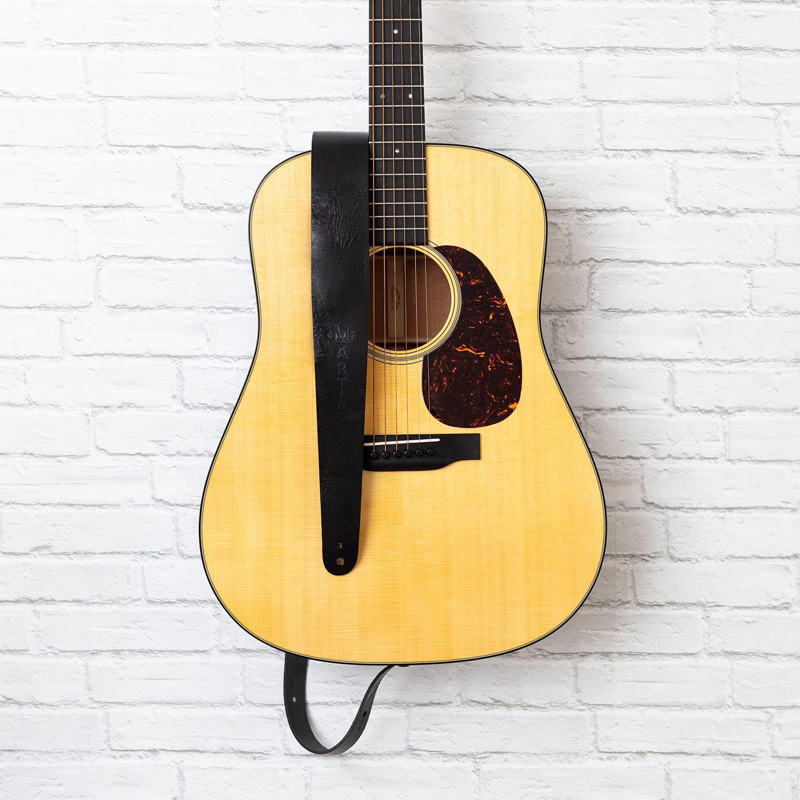 Martin 2" Black Leather Acoustic Guitar Strap with CFM Logo