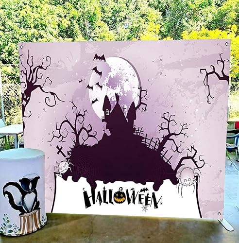 Miniatura 5 de Telón de fondo de Halloween para niños, 7 x 5 pies, telón de fondo de feliz Halloween para fiestas, pancarta de pared de Halloween, fondo de