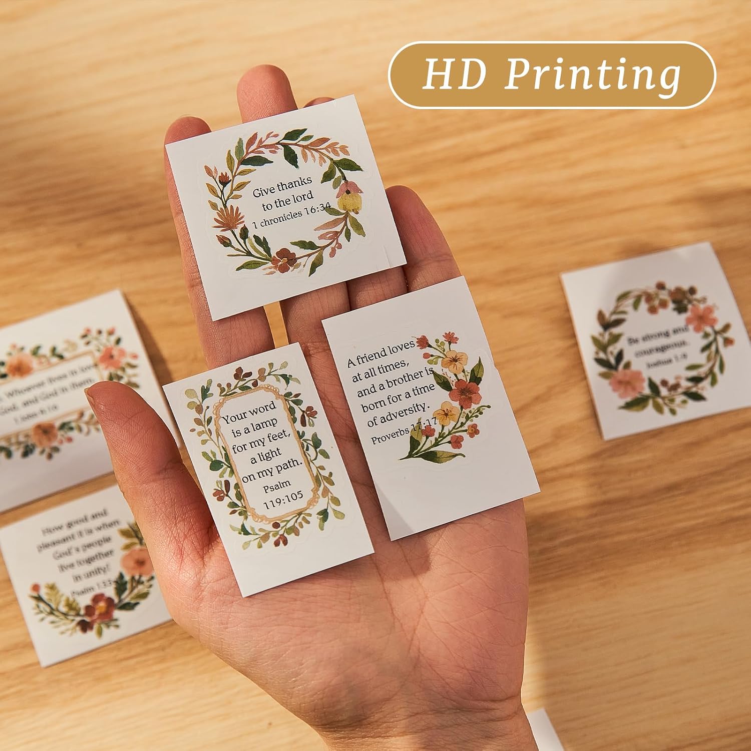 120Pcs Christian Bible Verse Stickers, PET Floral Scripture Sticker