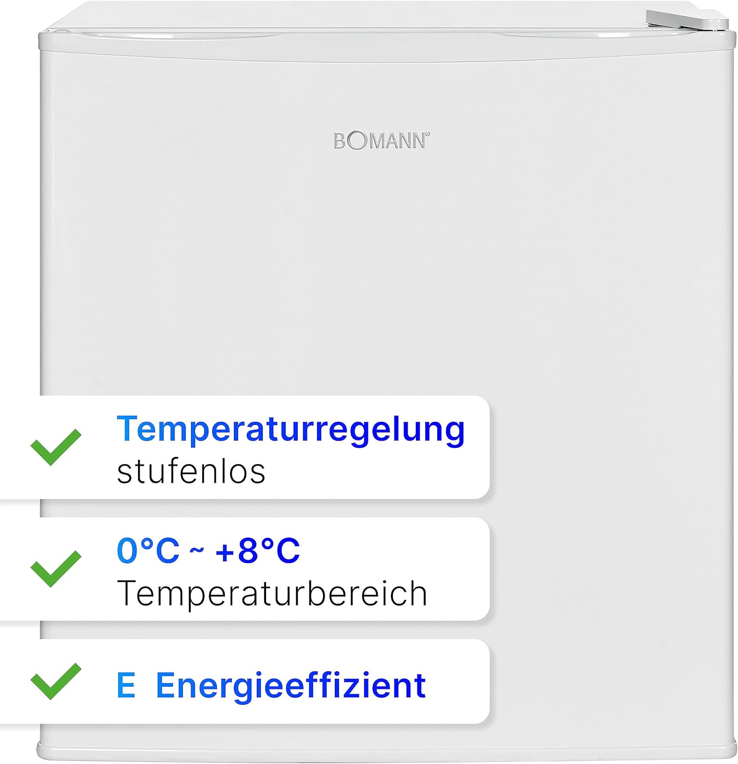 Bomann® KB 7346 - Mini frigorifero da 42 l, piccolo frigorifero silenzioso da 39 dB, minibar con porta intercambiabile, 51 x 45 x 45 cm, colore: Bianco Bomann® KB 7346 - Mini frigorifero da 42 l, piccolo frigorifero silenzioso da 39 dB, minibar con porta intercambiabile, 51 x 45 x 45 cm, colore: Bianco