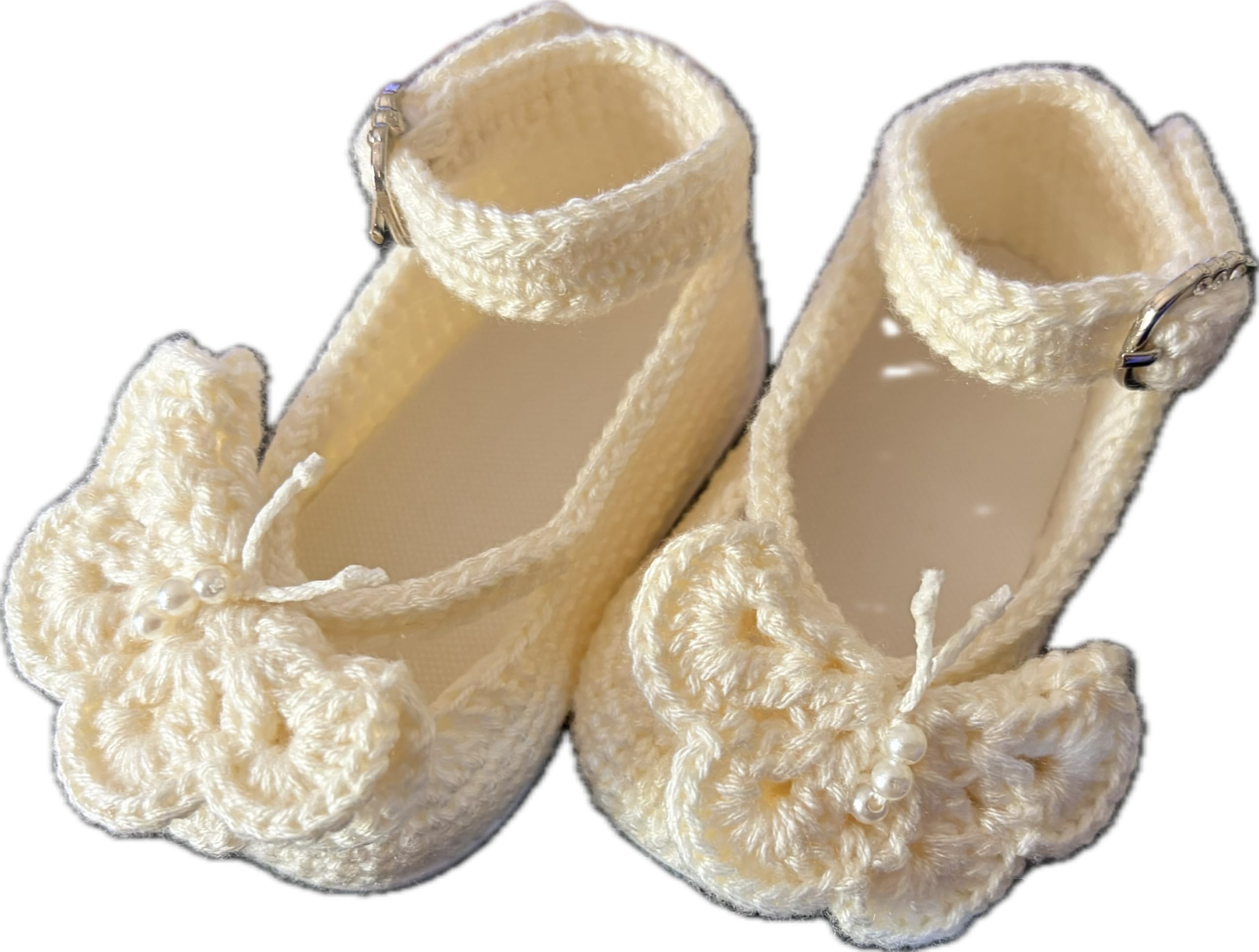 Scarpine Neonato all'Uncinetto, Bianco con Farfalla, Ballerina per Bambini con Farfalla, Personalizzate