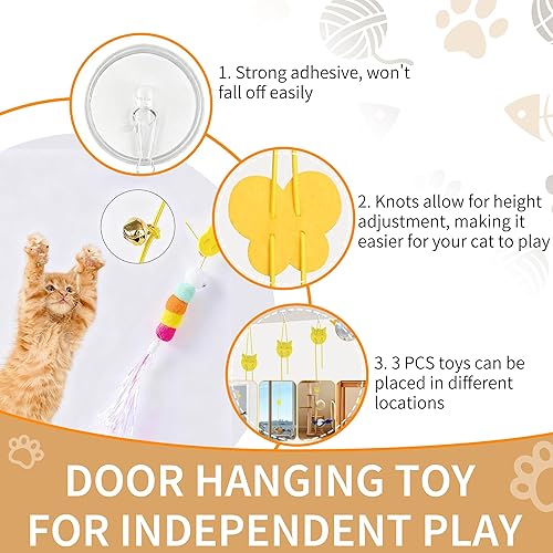 Miniatura 4 de Walfront Juego de juguetes para gatos para jugar en interiores, 17 piezas, varita interactiva de plumas, divertido y atractivo tiempo de juego para