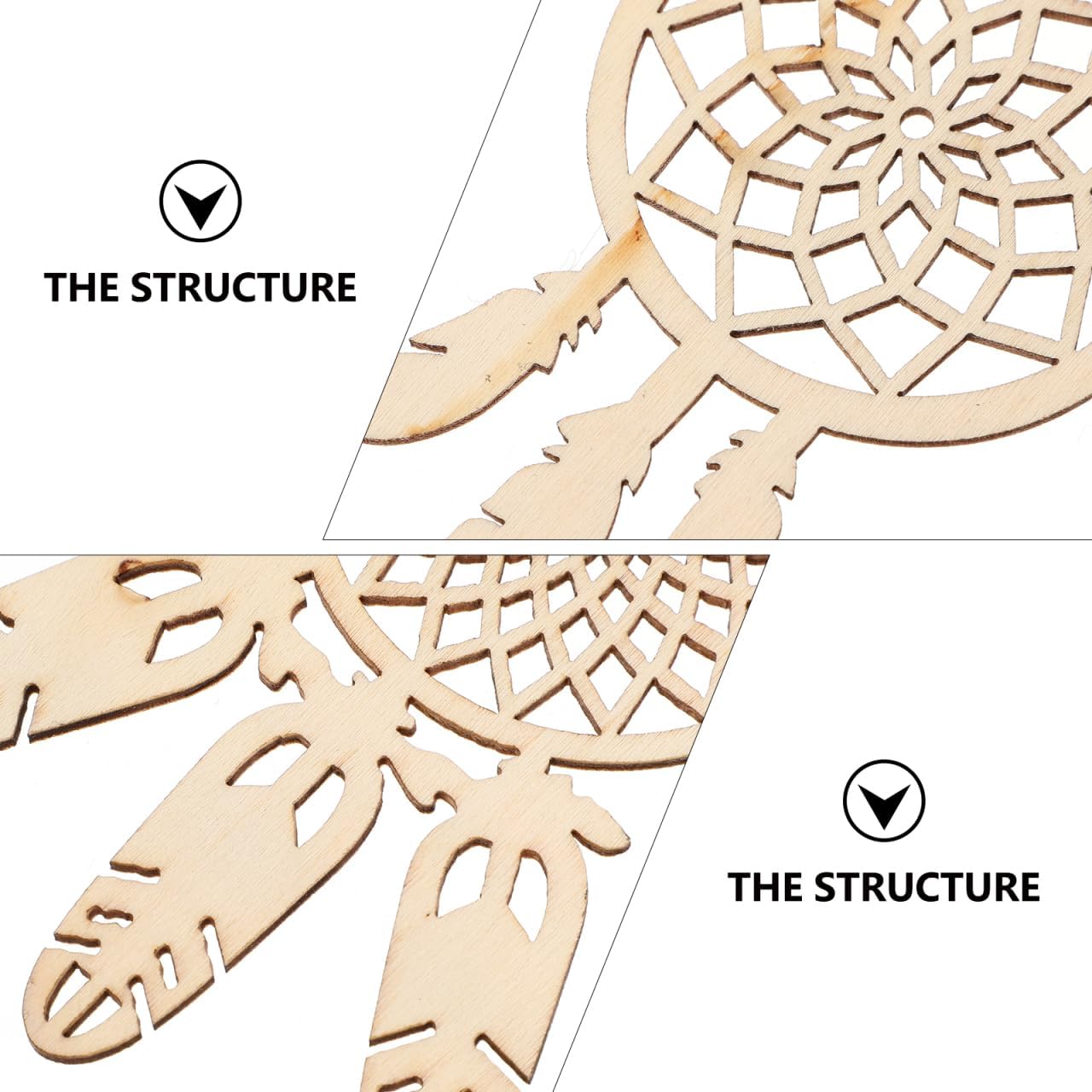 EXCEART Unfinished Wood Dream Catcher 40Pcs Wooden Dreamcatcher Dream Catcher Ornaments Homemade Wood Shape Embellishments - Image 6