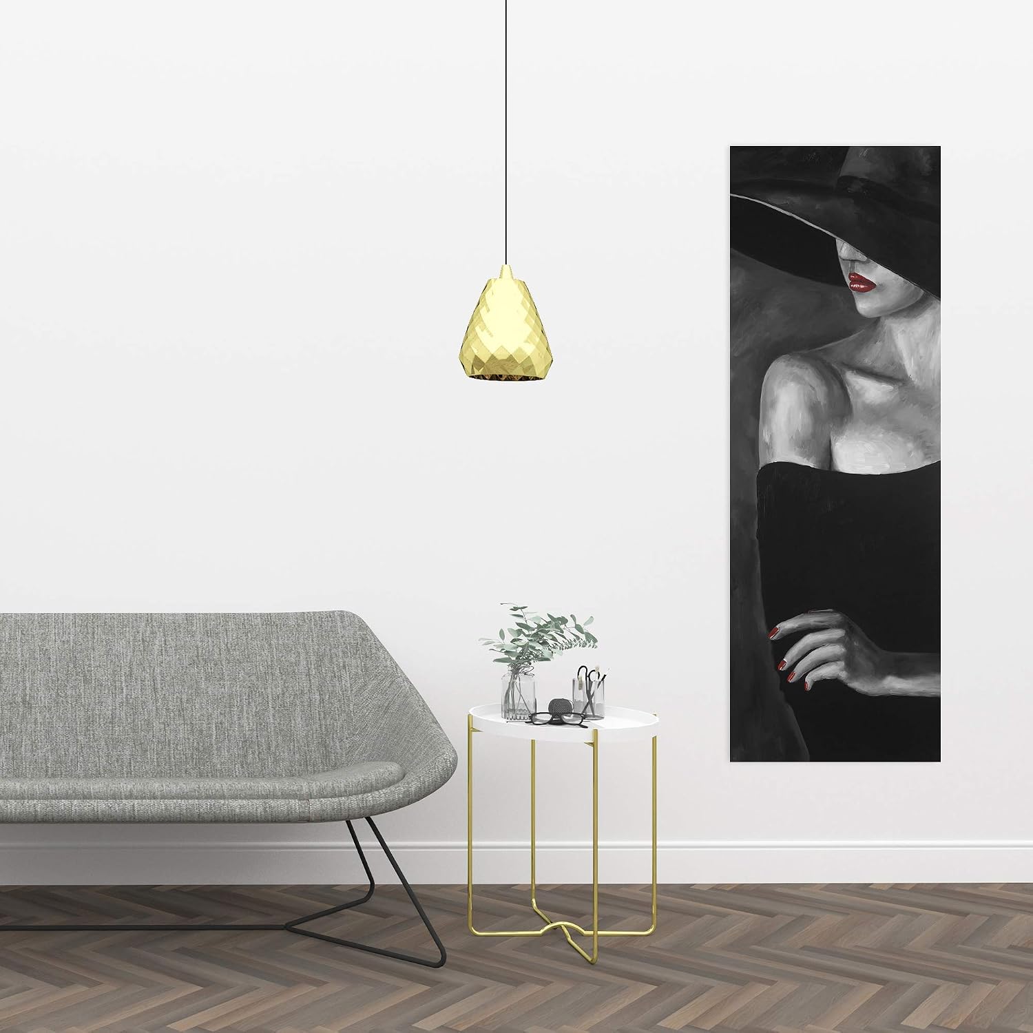 BEGIN DECO MAISON - HOME DECOR Mysterious Women with a Large Hat Wrapped Canvas, 16x48, Multicolor