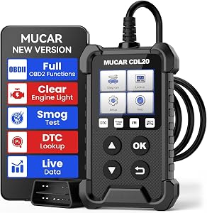 MUCAR CDL20 OBD2 Scanner Check Engine Code Reader CAN Diagnostic Scan Tool with Full OBDII Functions for All Cars, O2 Sensor, DTC Lookup, EVAP, I/M Readiness