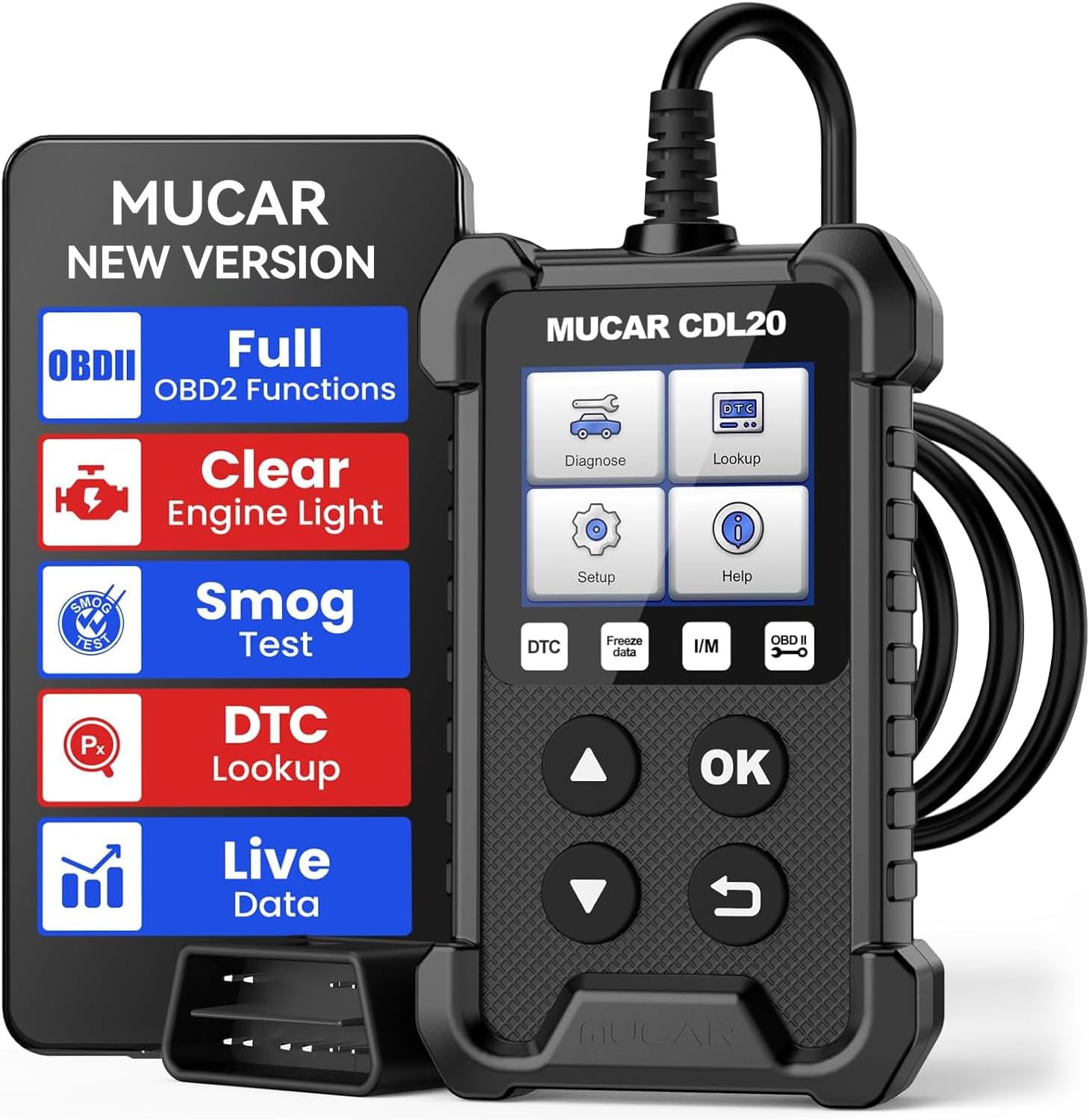 CDL20 Universal OBD2 Scanner, Check Engine Car Code Reader with Full OBD2 Functions, Vehicle Info/MIL/EVAP/Freeze Frame/DTC Library, Diagnostic Scan Tool for All OBD II & EOBD Cars After 1996